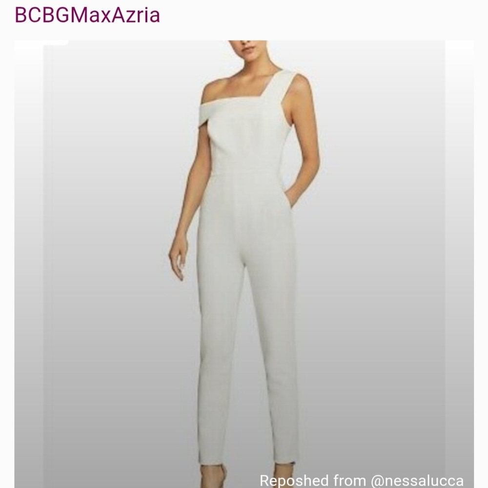BCBGMaxAzria Off-Shoulder White Jumpsuit Size 2